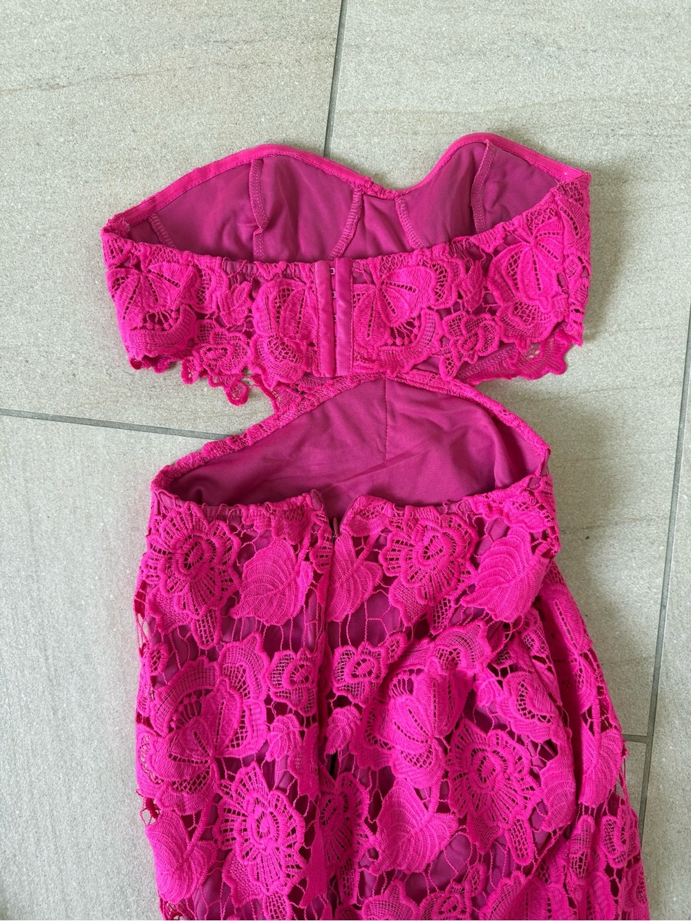 REVOLVE Strapless Fuchsia Lace Maxi Dress - Picture 7 of 8